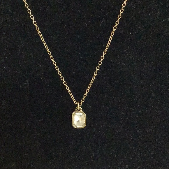 Women's Nine West Gold Tone 2 Layer Crystal Pendent Necklace - Picture 3 of 8